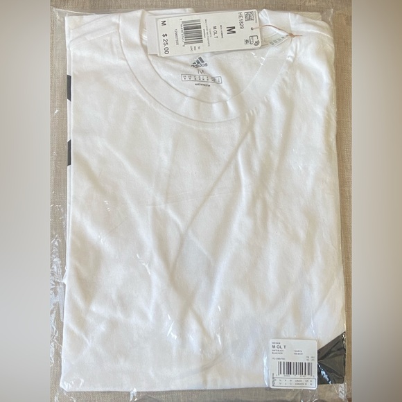 Men's adidas Essentials Giant Logo Tee White with Black logo *RUNS 1 SIZE LARGE* - Picture 9 of 14